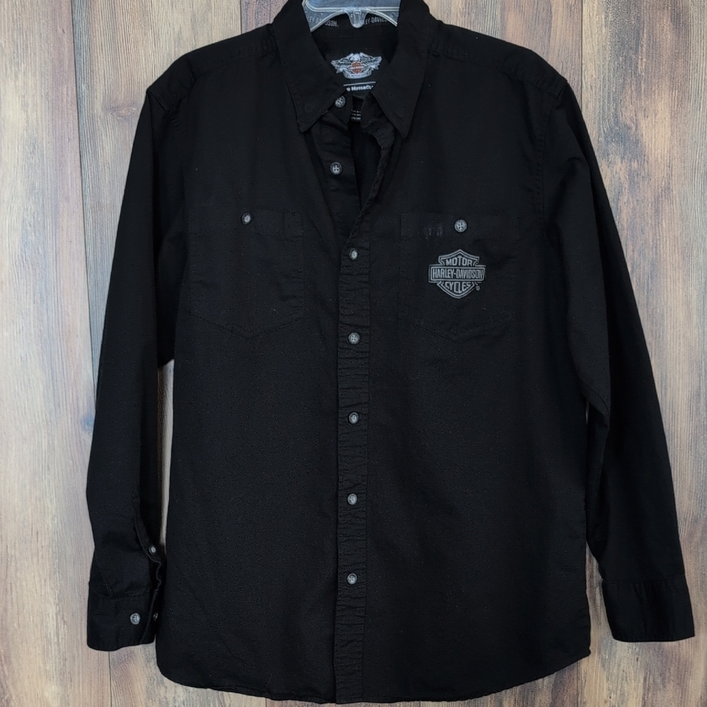Harley Davidson Classic Black Button Down Shirt L               R259